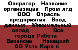 Оператор › Название организации ­ Пром лтд, ООО › Отрасль предприятия ­ Ввод данных › Минимальный оклад ­ 23 000 - Все города Работа » Вакансии   . Ненецкий АО,Усть-Кара п.